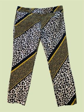7th Avenue Slim Fit Yellow and Black Animal Print Ankle Pants